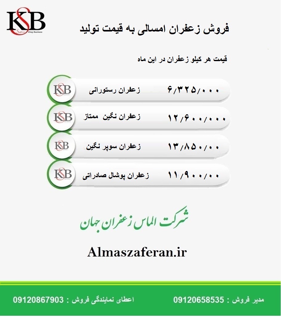 قیمت روز زعفران کیلویی در تهران